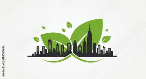 Green city logo ecofriendly urban development concept sustainable architecture and environment vector illustration for company identity