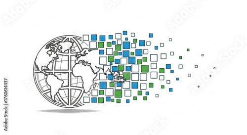 Digital world map symbolizes global connectivity, data transformation, and the impact of technology on our interconnected world