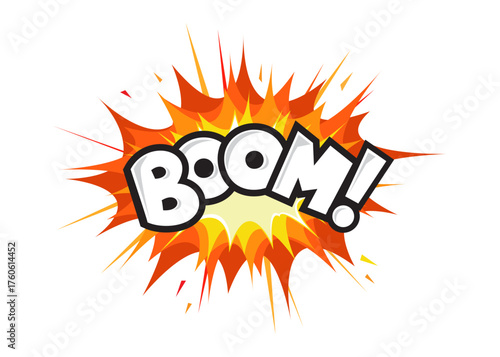 Boom Effect. Comic book sound effect. Pop art expression in bright color. Stock illustration.