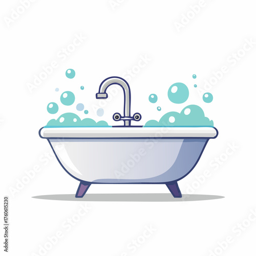 Bathtub with Bubbles - A Relaxing Bath Time Illustration.