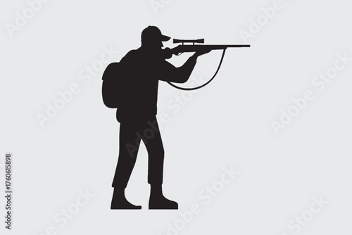 silhouette of a man with a rifle  for hunting 