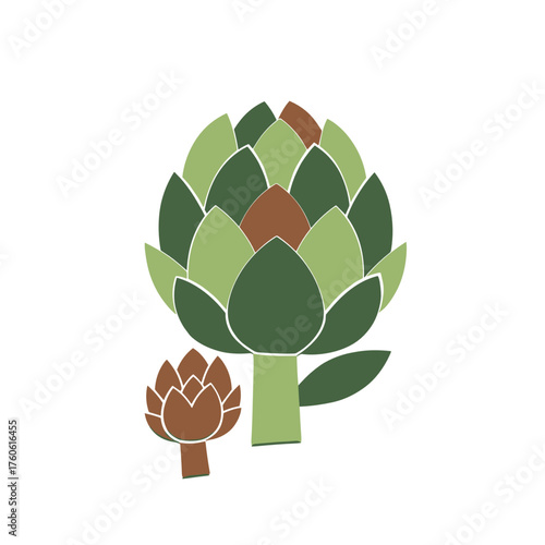 Artichoke applique in green and brown colors.  