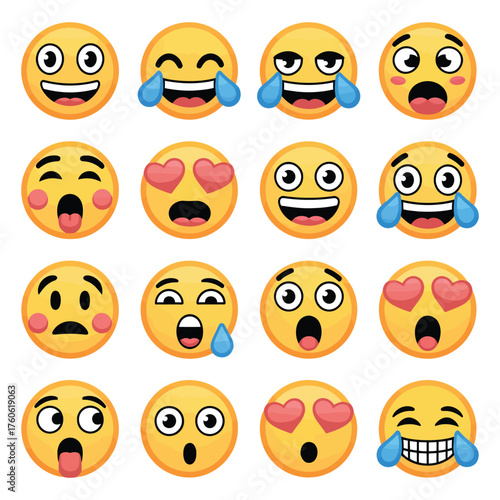 set of funny cartoon smileys