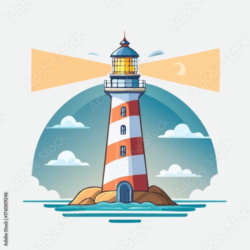 Coastal Lighthouse Beacon Guiding Ships Safely Through the Night.