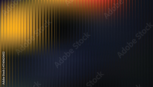 Abstract vertical lines with warm orange and yellow light blending into dark blue and black background