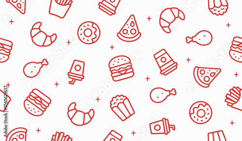 Fast food pattern background vector design