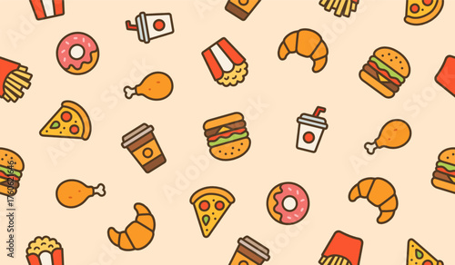 Fast food pattern background vector design