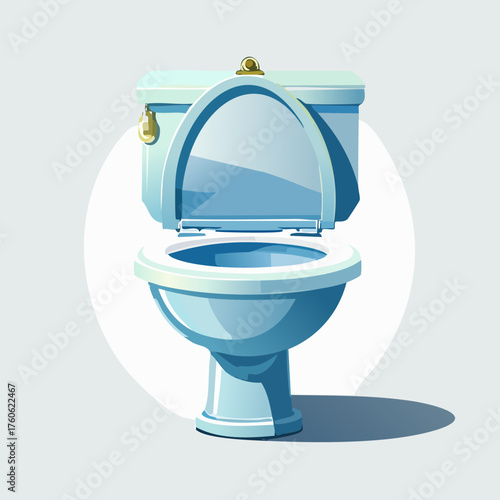 Vector illustration of a classic blue toilet bowl.