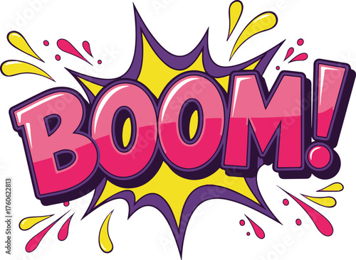 Vector art of comic book style boom text with explosion effect