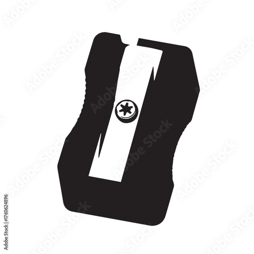 Simple black and white illustration of a pencil sharpener.