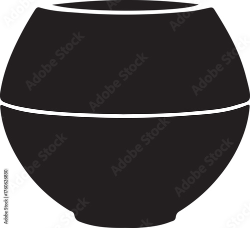 Black Silhouette of a Round, Spherical Vase or Pot container vessel
