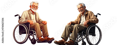 Happy Elderly Man Sitting in Wheelchair Positive Aging Concept