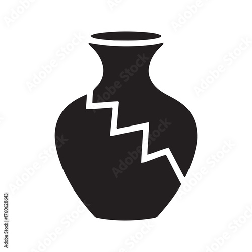 Cracked antique vase icon representing fragile object damage the concept of imperfection and the need for careful restoration handling