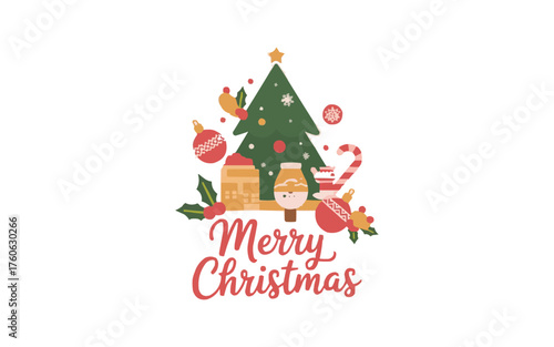 Spread holiday cheer with this whimsical Christmas illustration, perfect for cards, invitations, and social media designs, adding festive magic to your season