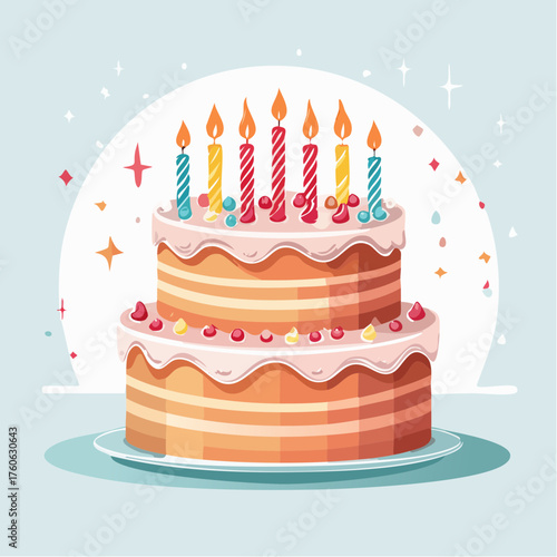 Ein festlicher Geburtstagskuchen mit bunten Kerzen