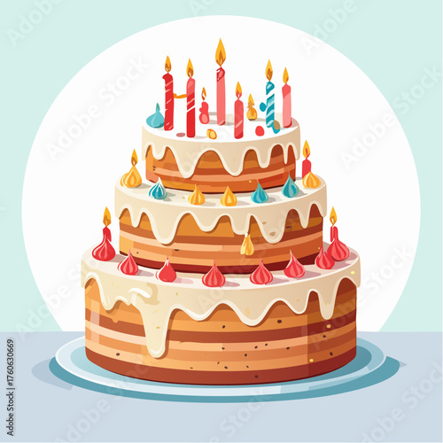 Ein festlicher Geburtstagskuchen mit bunten Kerzen