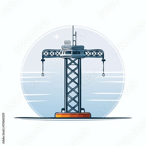 Detailed illustration of a power transmission tower against the sky.