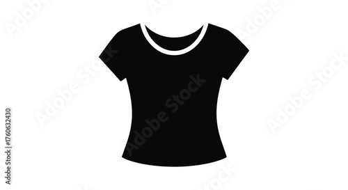 Simple black t shirt with a white trim around the neckline in a clean silhouette style