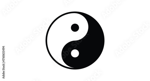 Classic yin yang symbol representing balance and harmony in a stark black and white silhouette