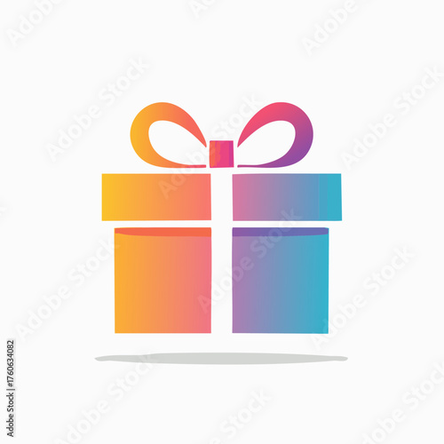 Colorful Gift Box with Ribbon and Bow Icon.