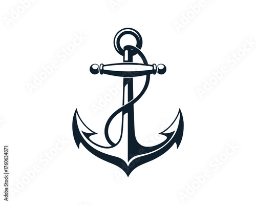 Classic Ship Anchor Icon: Nautical, Marine, Stability, and Travel Symbol