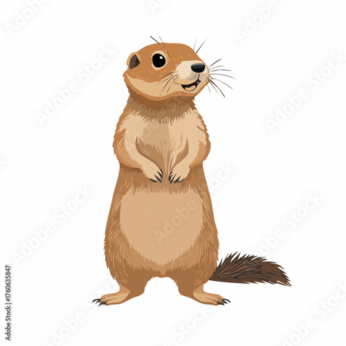 Ein niedlicher Präriehund steht aufrecht auf den Hinterpfoten,