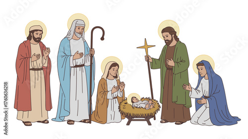 Nativity scene with holy family and wise men