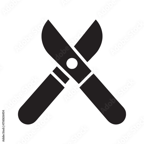 Garden pruning shears icon representing a tool for trimming cutting and shaping plant branches for landscaping and horticulture work