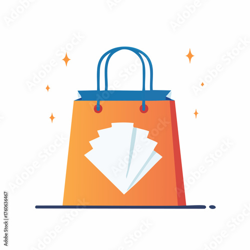 Shopping Bag with Fan Icon for Retail Business.