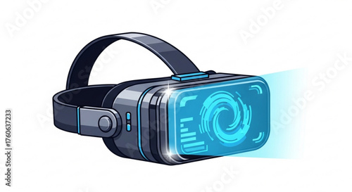 Virtual reality headset represents immersive digital experiences, gaming, education, and innovative technology applications