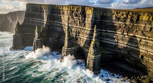 The Cliffs of Moher, a famous coastal landmark in County Clare, Ireland.