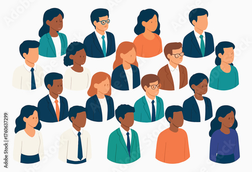 Diverse Group of Professional People Illustration Representing Teamwork Collaboration and Inclusion in the Workplace Environment