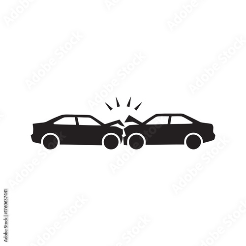 Car crash collision icon representing a traffic accident and the need for auto insurance claim and emergency response service