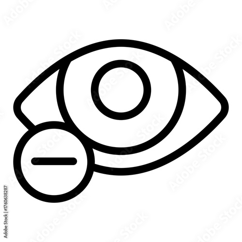 Eye and minus line icon, vision treatment concept. Vector graphics. Myopia, ophthalmology sign on white background, style icon mobile or web design.