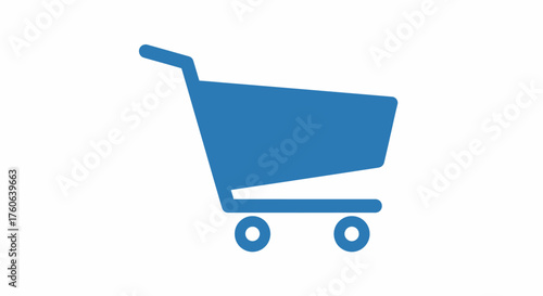 Blue Shopping Cart Icon on White Background