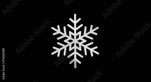 Silver snowflake icon on black background, winter holiday season