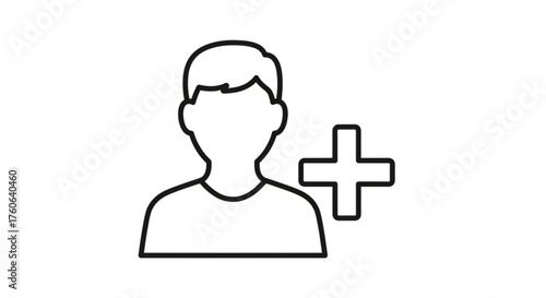 Add user icon a simple line drawing of a person with a plus sign next to them, indicating the addition of a new user or contact