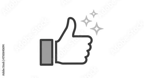 Gray thumbs up with sparkles a symbol of approval, agreement, and positive feedback, indicating a job well done and success