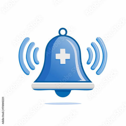 Medical Alert Bell Icon - Healthcare Notification Symbol.