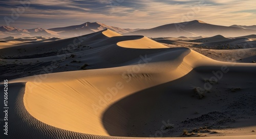 Fototapeta Naklejka Na Ścianę i Meble -  Dunes of Sossusvlei at sunset, Namibia. The sand dune concept of desert and nature.