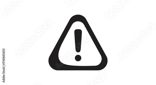 Black silhouette of a warning sign with an exclamation mark inside a triangle on a white background