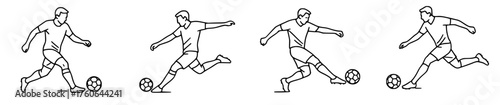 Set of four vectors of soccer football player in action