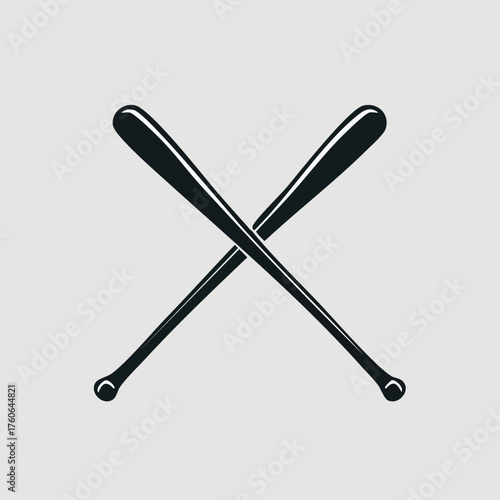 Baseball bats crossed in a classic black and white design.