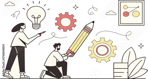 Creative collaboration teamwork idea generation process business development growth strategy