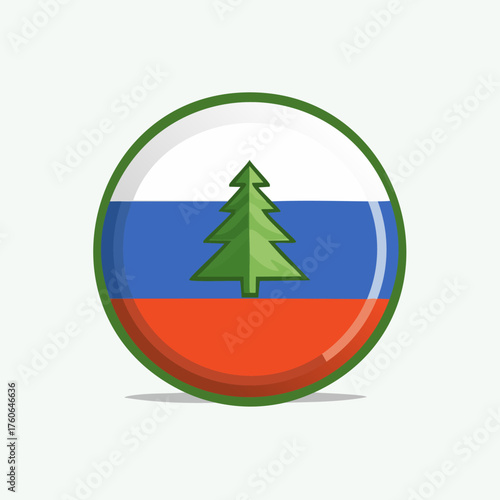 Russian flag with a green tree in the center of the circle.