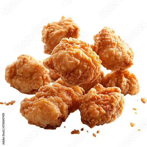 Crispy fried chicken pieces food item close up