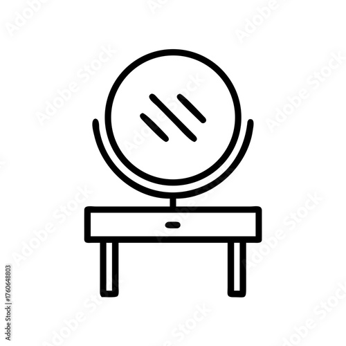 Outline icon of vanity table with round mirror
