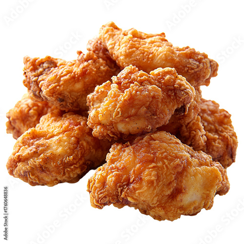 Crispy fried chicken wings pile transparent background