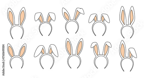 A charming collection of assorted bunny ear headbands perfect for festive occasions and playful dress-up adventures.