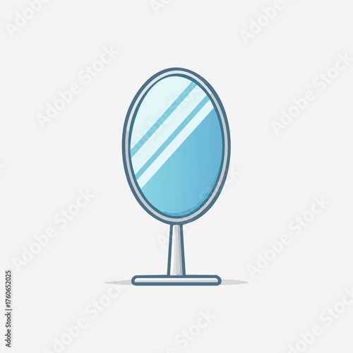 Elegant Oval Mirror Illustration with Stand.